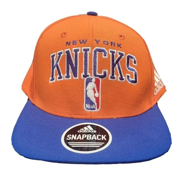 New York Knicks NBA Adidas Orange Blue Adjustable Fit Snap Back - Picture 1 of 3